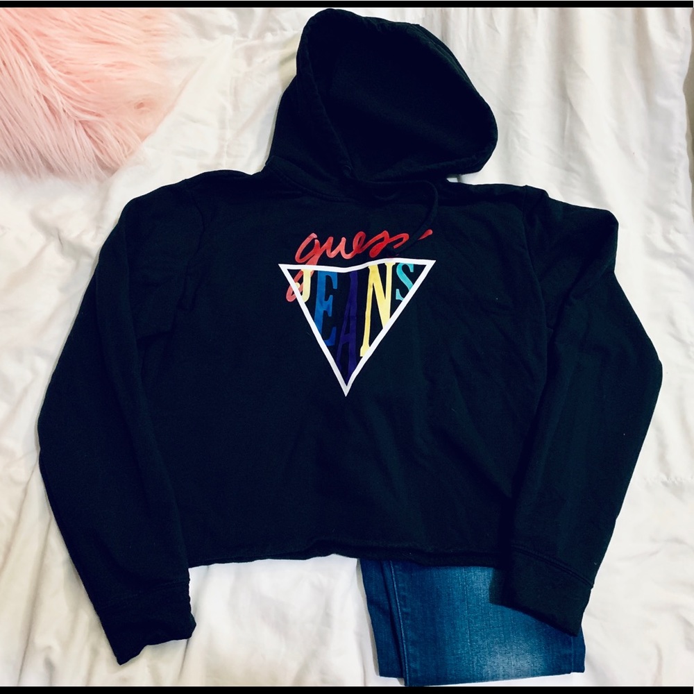 Guess Cropped hoodie retro design size Small
